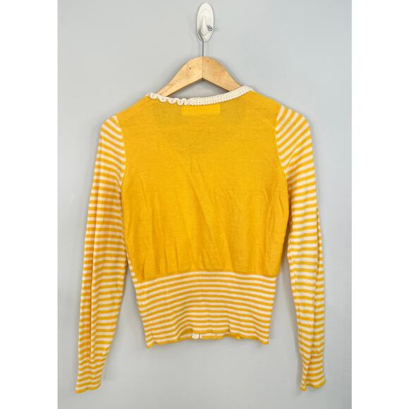 ANTHROPOLOGIE SPARROW sz S Loose Lines yellow cardigan vgucf - Picture 5 of 7